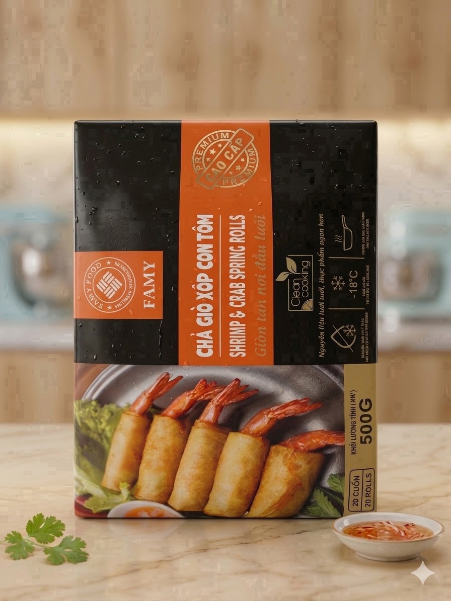 Chả giò xốp con tôm cao cấp FAMY FOOD